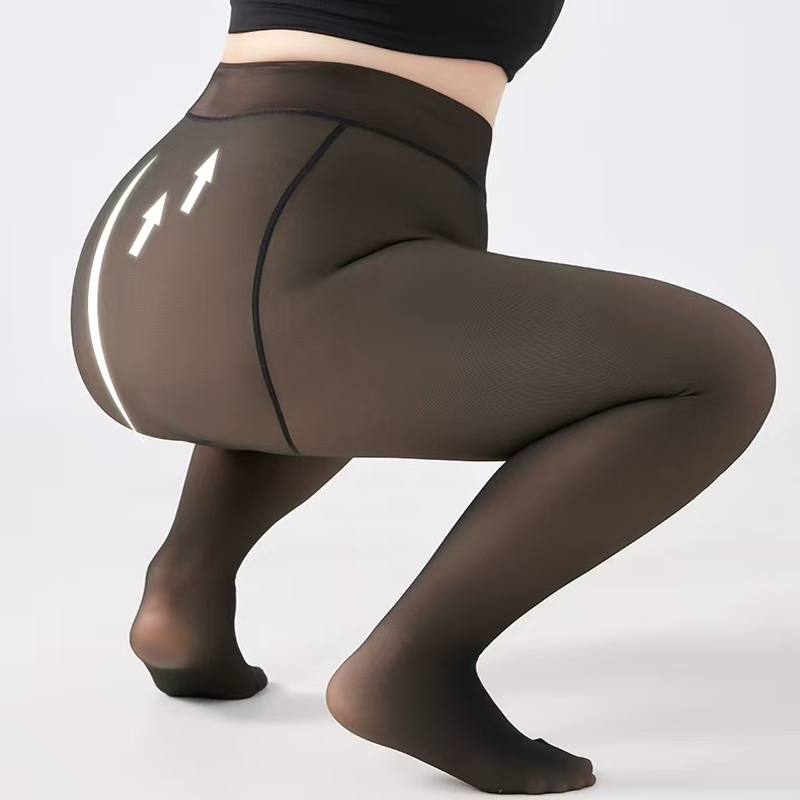 HONGTEYA Fleece Lined Tights Women Winter Thermal Leggings Pantyhose Fake Translucent Thick Warm Sheer Tights