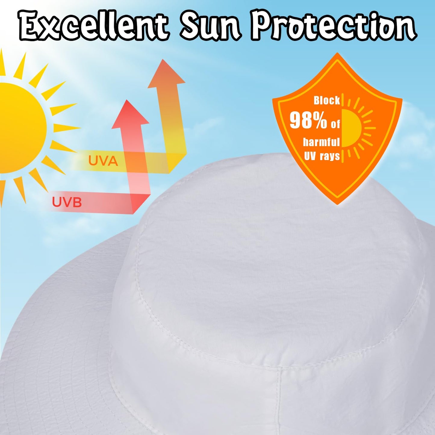 HONGTEYA Baby Sun Hat Kids Summer UPF 50+ Toddler Bucket Hat Wide Brim Adjustable Beach Hats for Boys Girls Age 0-6 Years