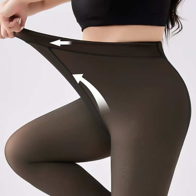 HONGTEYA Fleece Lined Tights Women Winter Thermal Leggings Pantyhose Fake Translucent Thick Warm Sheer Tights