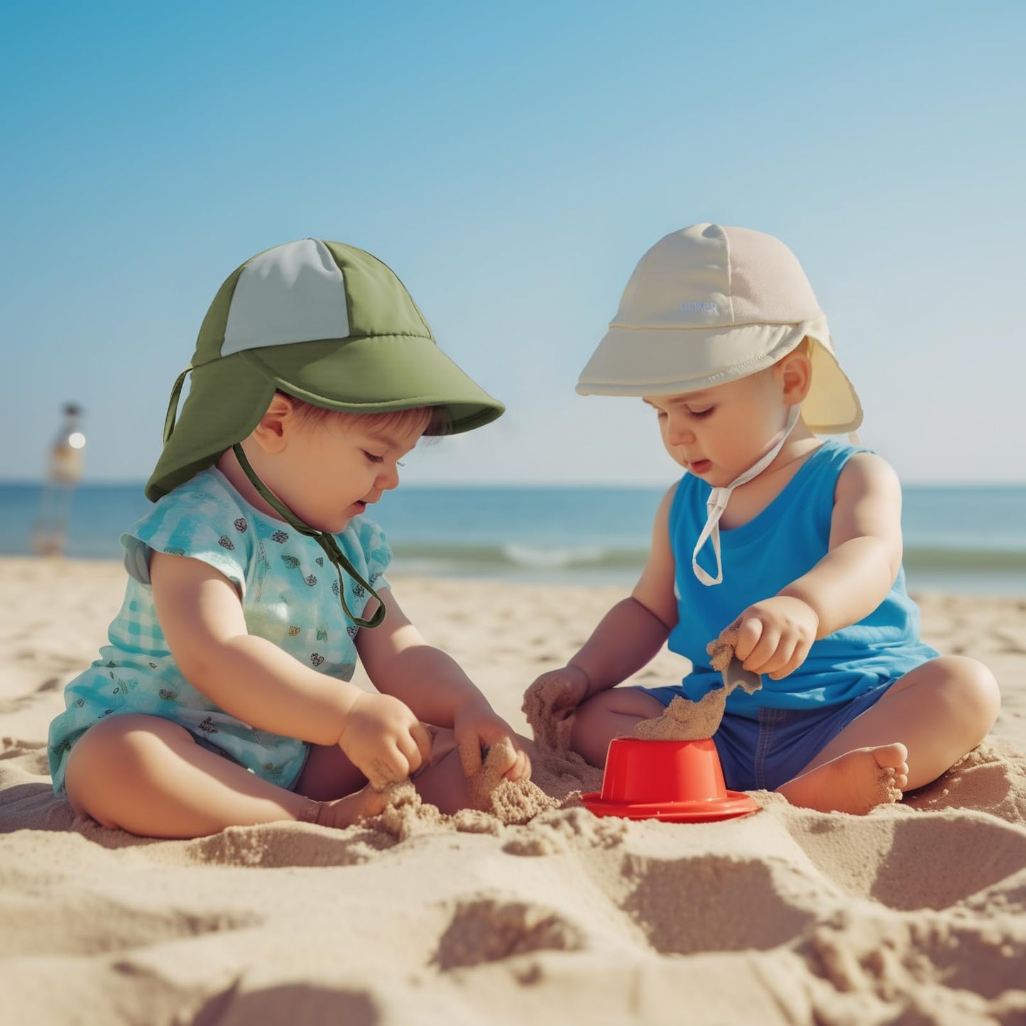 HONGTEYA Baby Sun Hat with Breathable Mesh,UPF50+ Quick Drying Unisex Baby Toddler Sun Hat for Summer Outdoor Beach