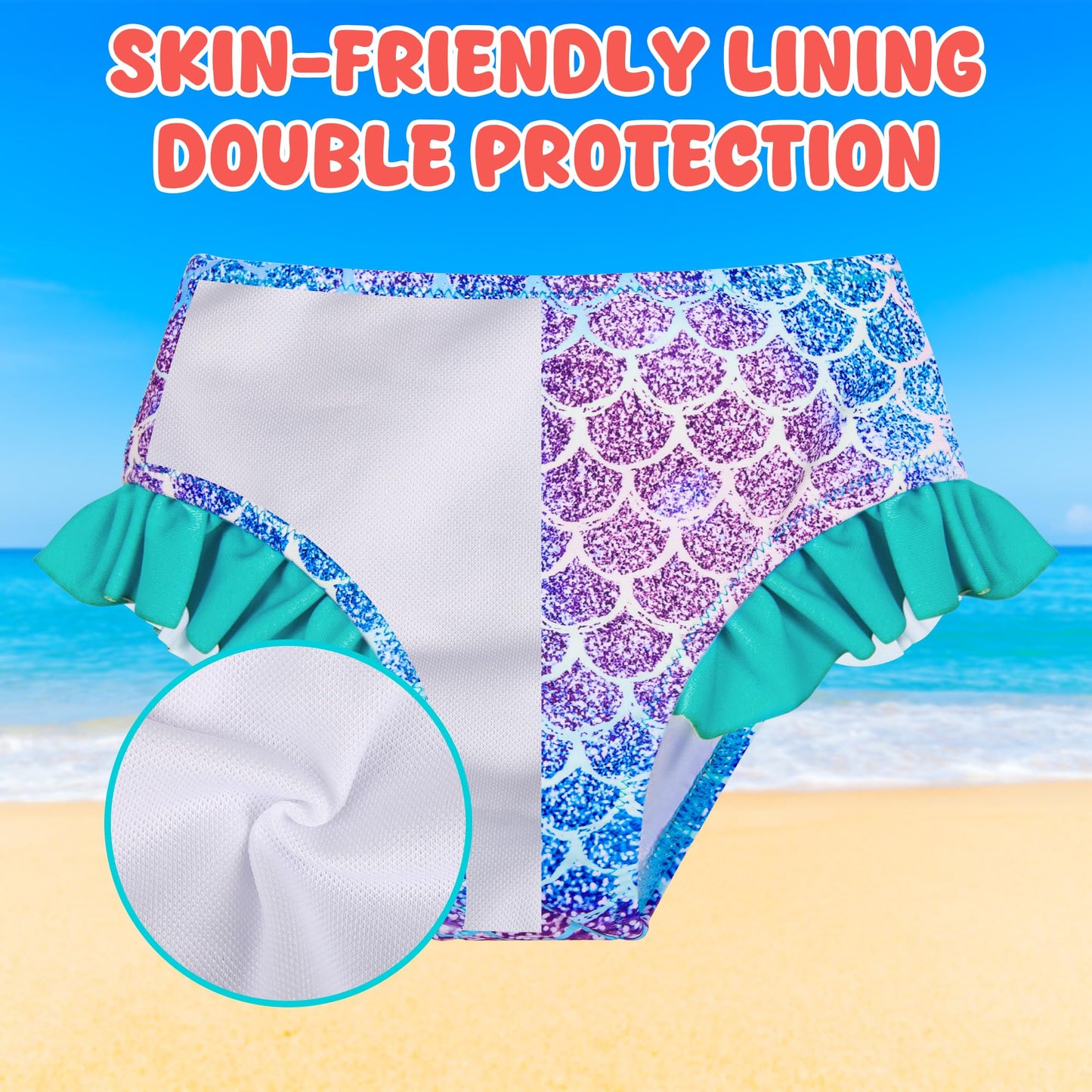 HONGTEYA 3 Pcs Girls Long Sleeve Swimsuit Rash Guard Swimsuit Quick Dry Tankini Bathing Suits Girls' Swimwear 3-9 Years