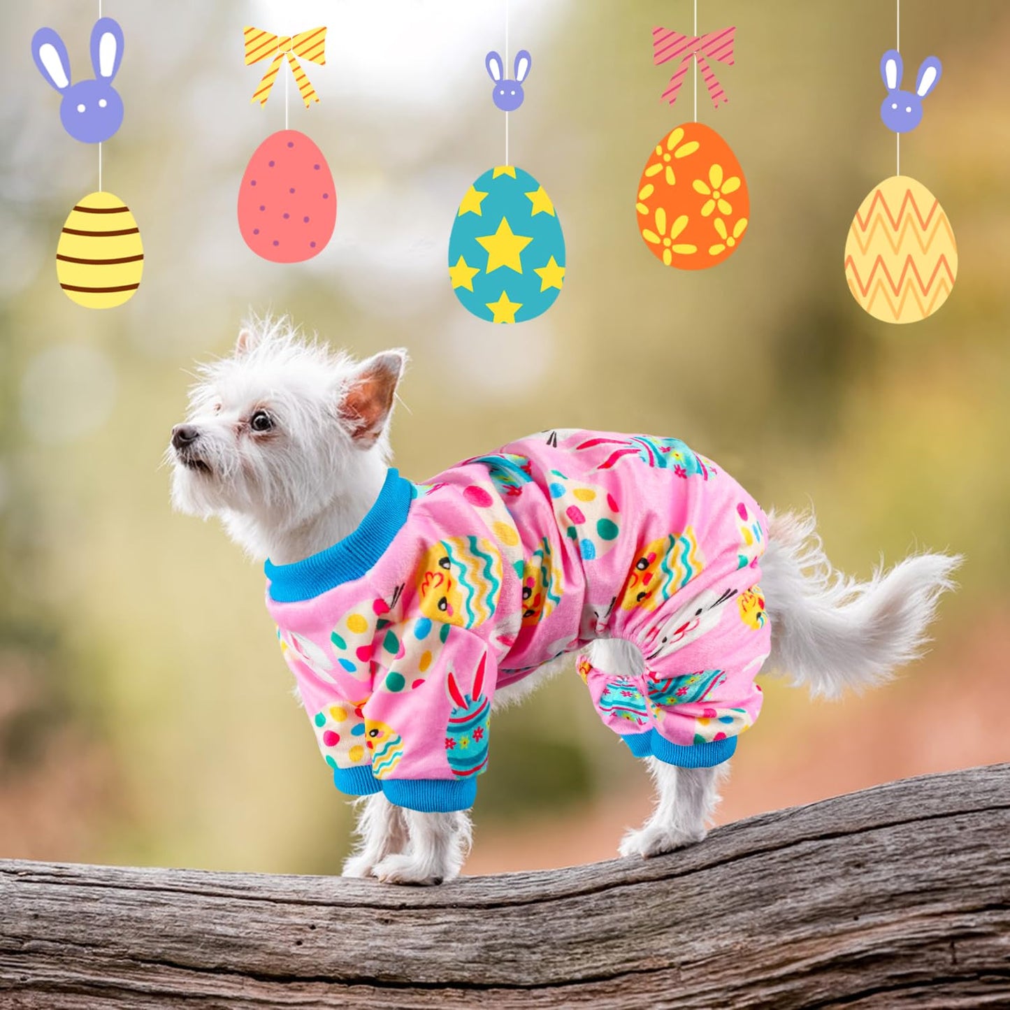 HONGTEYA Dog Easter Outfit Dog Pajamas Soft Lightweight Velvet Dog Onesie Easter Dog Clothes for Small Medium Large Pet Dogs Cats