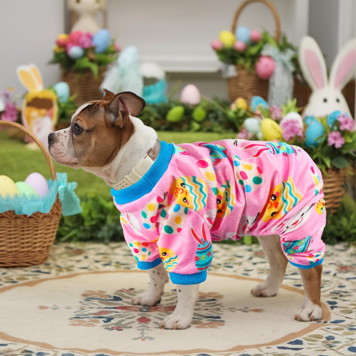 HONGTEYA Dog Easter Outfit Dog Pajamas Soft Lightweight Velvet Dog Onesie Easter Dog Clothes for Small Medium Large Pet Dogs Cats
