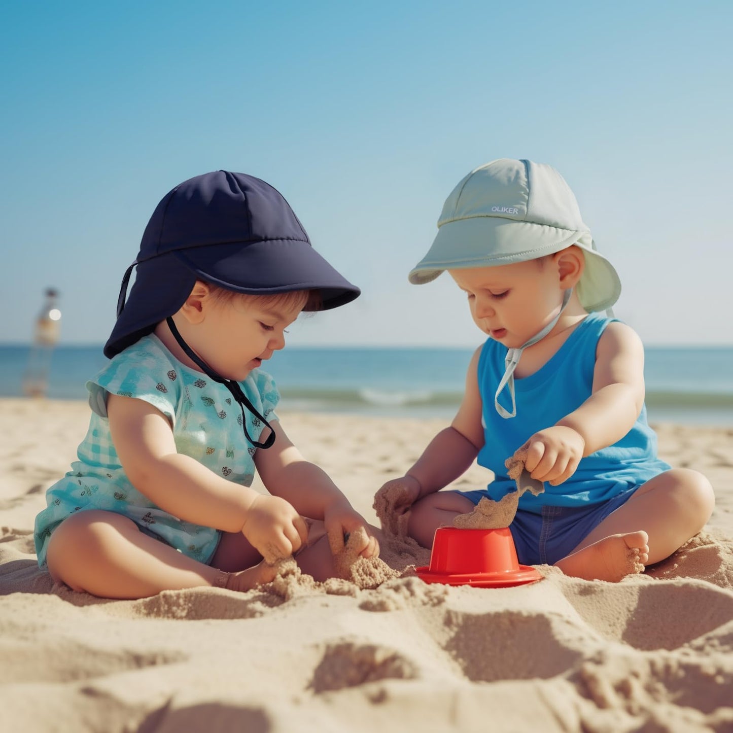 HONGTEYA Baby Sun Hat with Breathable Mesh,UPF50+ Quick Drying Unisex Baby Toddler Sun Hat for Summer Outdoor Beach