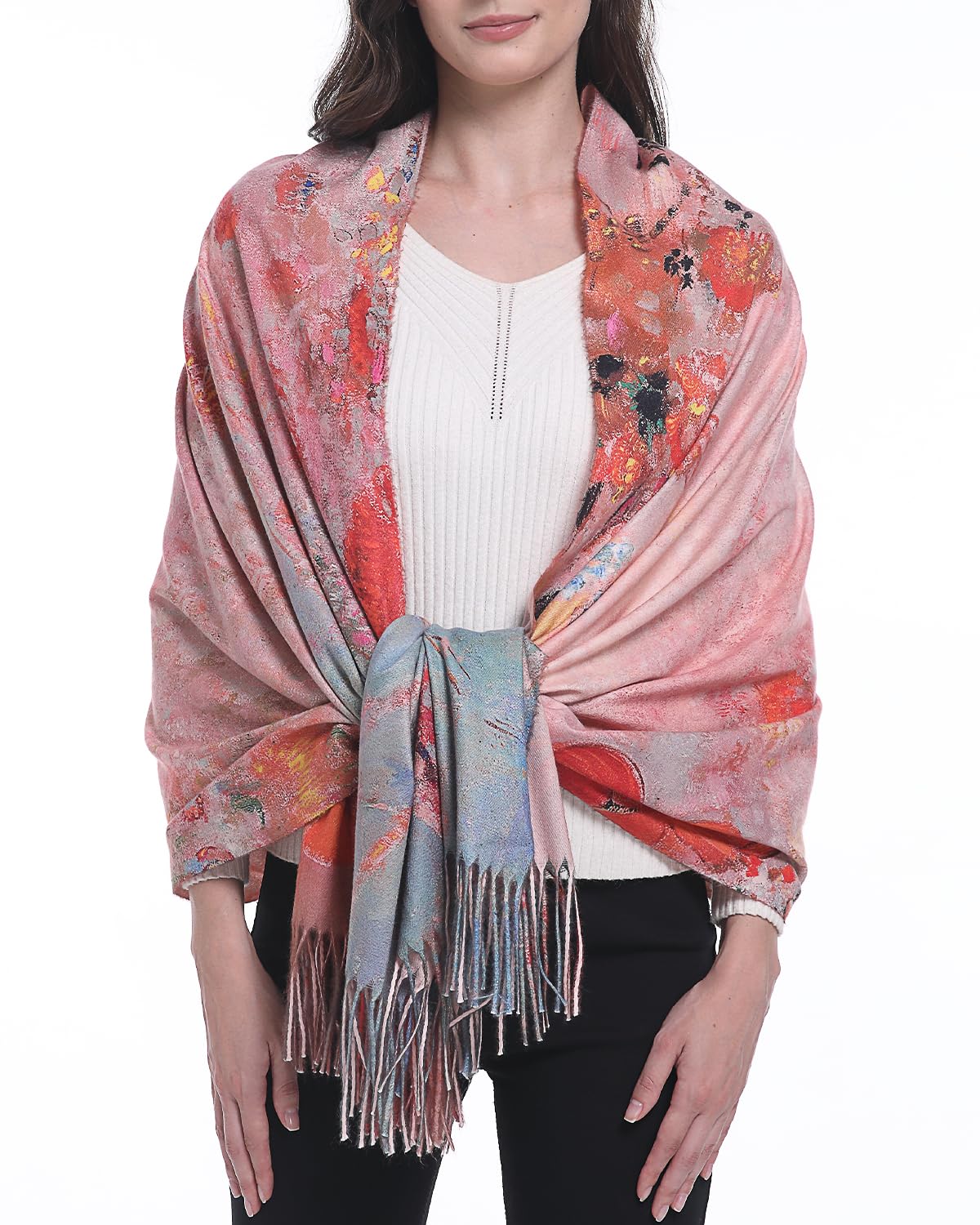 HONGTEYA Soft Cashmere Scarf Women Scarves For Women Winter Warm Large Shawl Wrap Monet Van Gogh Art Print