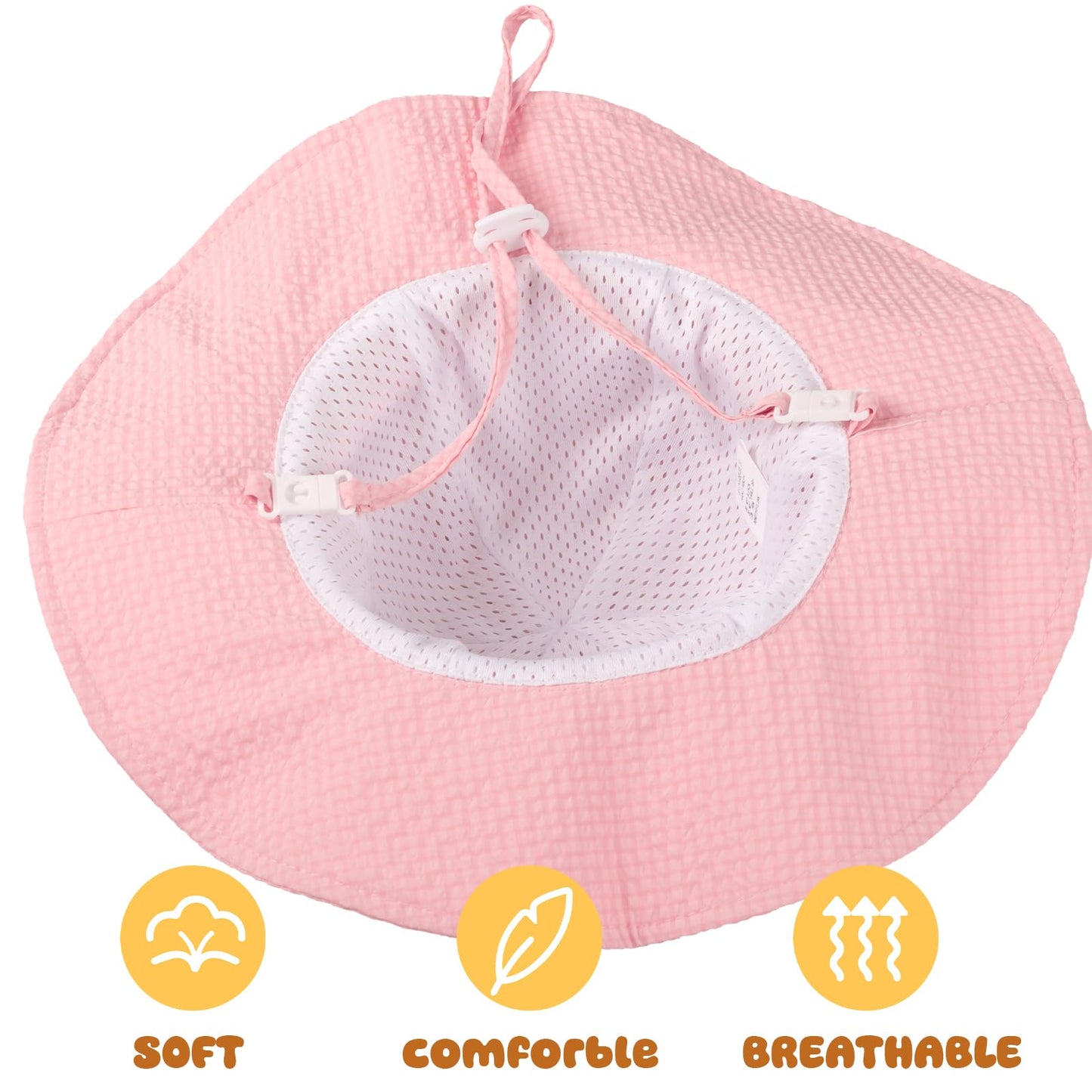 HONGTEYA Baby Sun Hat Toddler Girl Beach Hat Adjustable Outdoor Summer Hat UPF 50+ Sun Protection Wide Brim Infant Kids