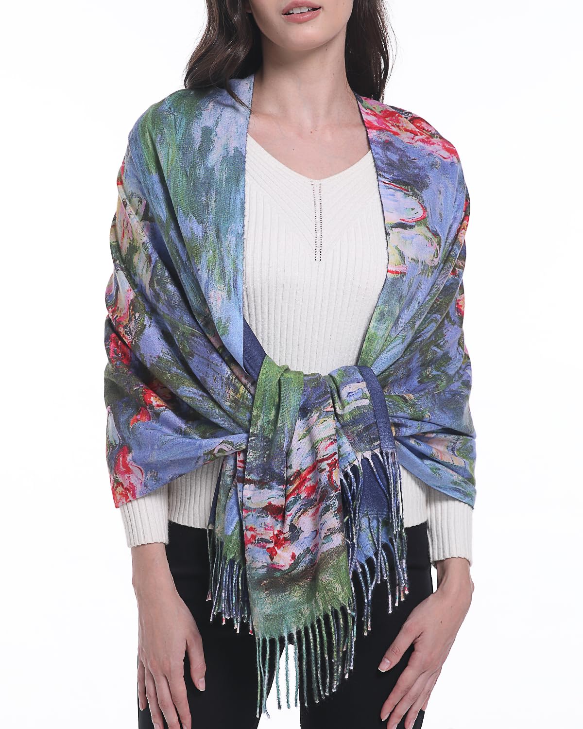HONGTEYA Soft Cashmere Scarf Women Scarves For Women Winter Warm Large Shawl Wrap Monet Van Gogh Art Print