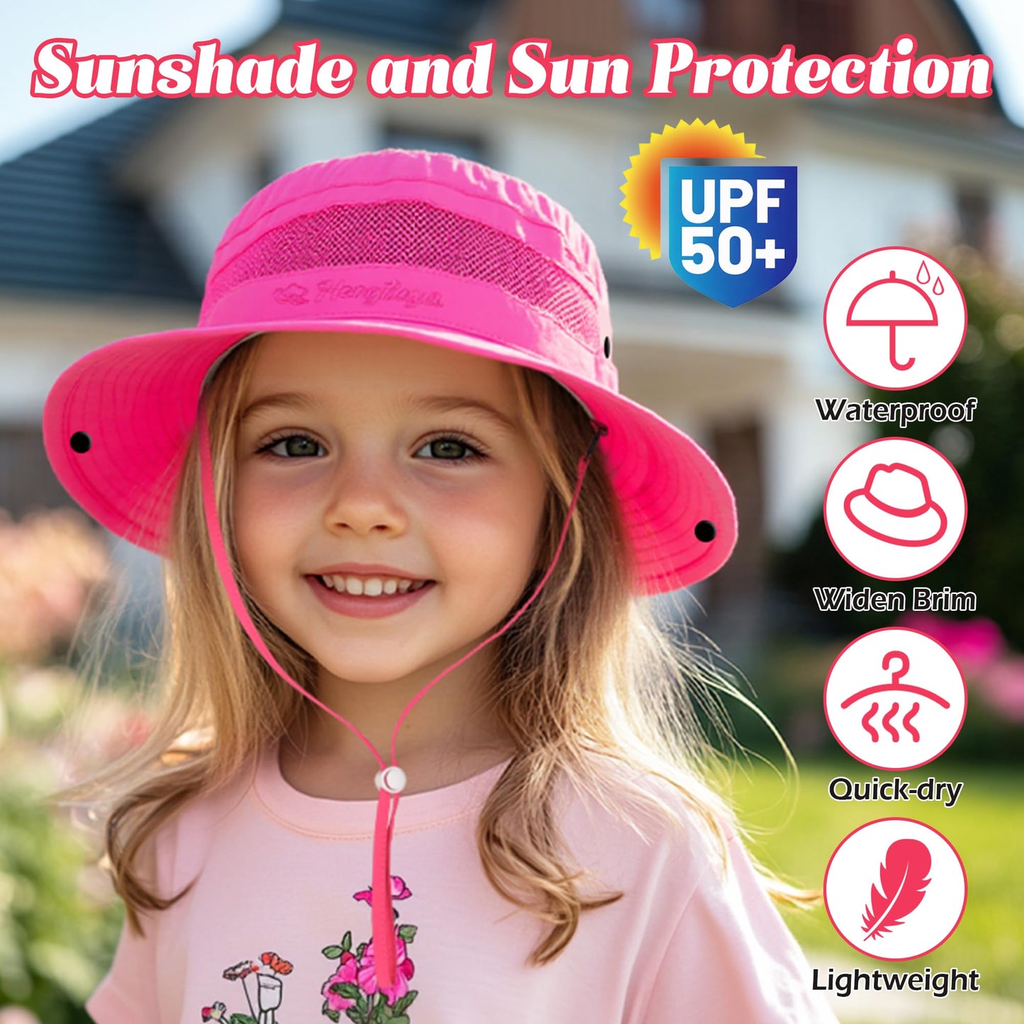 HONGTEYA Kids Sun Hat Summer UPF 50+ Outdoor Bucket Hat for Boys Girls Wide Brim Kids Hiking Beach Camping Hat 5-13 Years