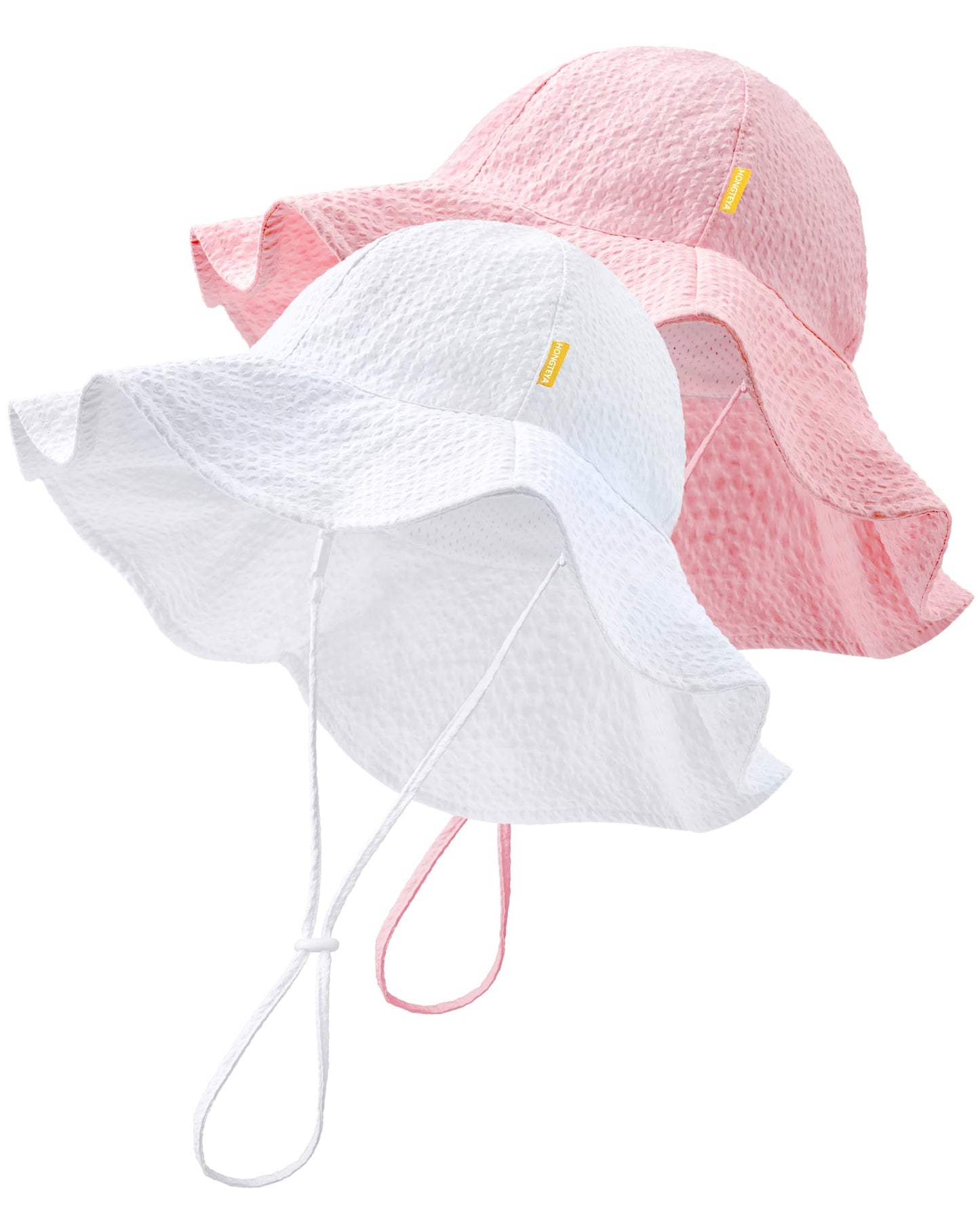 HONGTEYA Baby Sun Hat Toddler Girl Beach Hat Adjustable Outdoor Summer Hat UPF 50+ Sun Protection Wide Brim Infant Kids