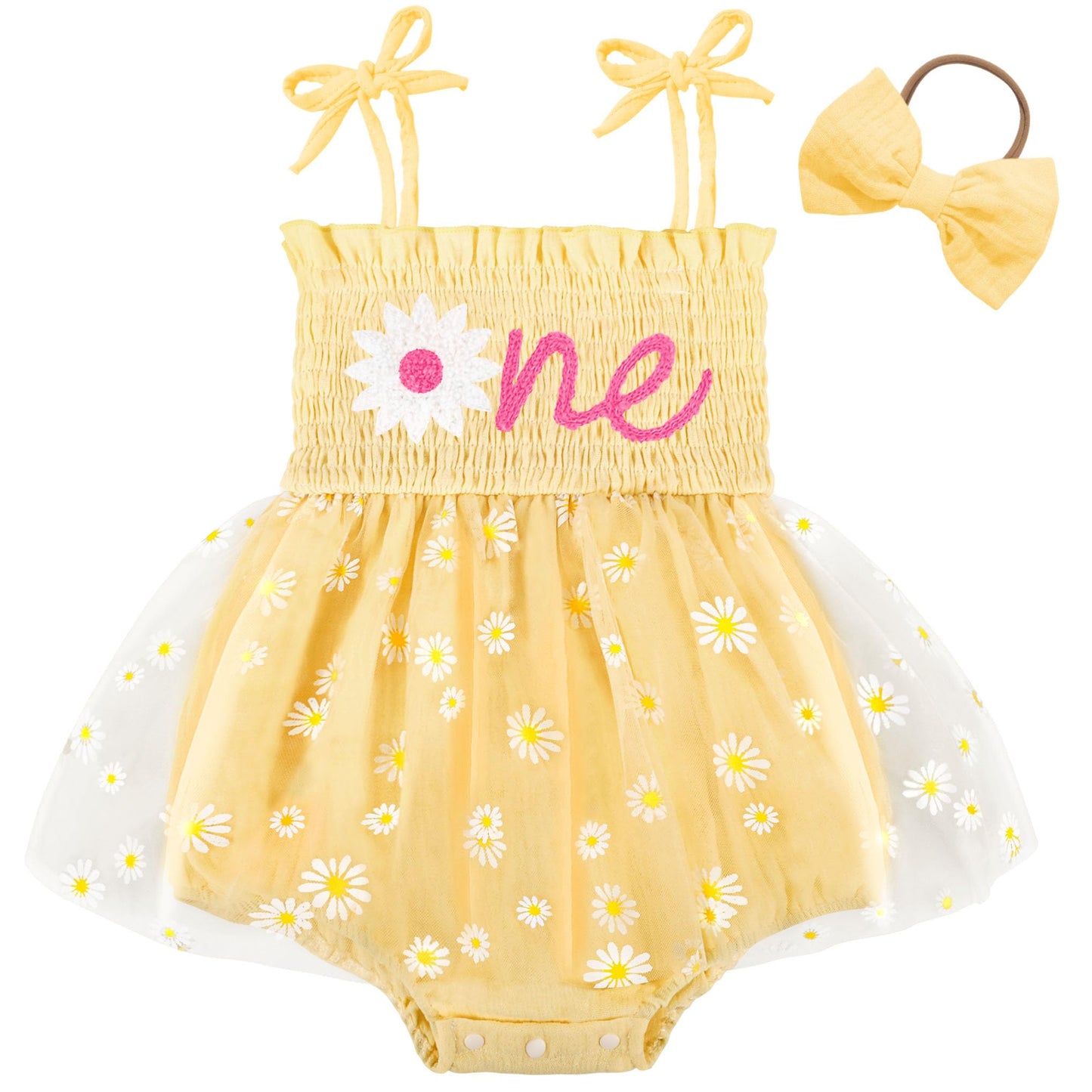 HONGTEYA Baby Girl 1st Birthday Outfit Girl First Birthday Clothes One Year Old Gifts Lace Romper Tulle Summer Newborn Dress