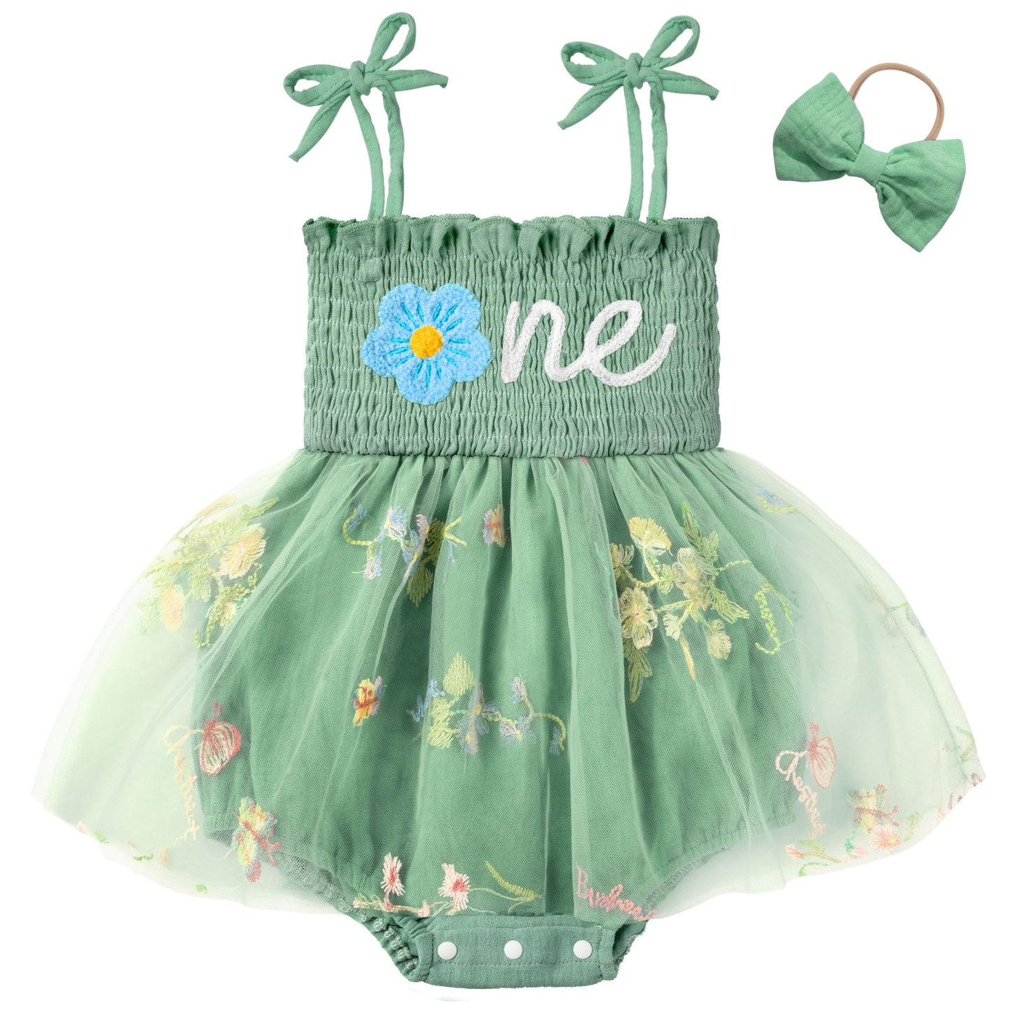 HONGTEYA Baby Girl 1st Birthday Outfit Girl First Birthday Clothes One Year Old Gifts Lace Romper Tulle Summer Newborn Dress