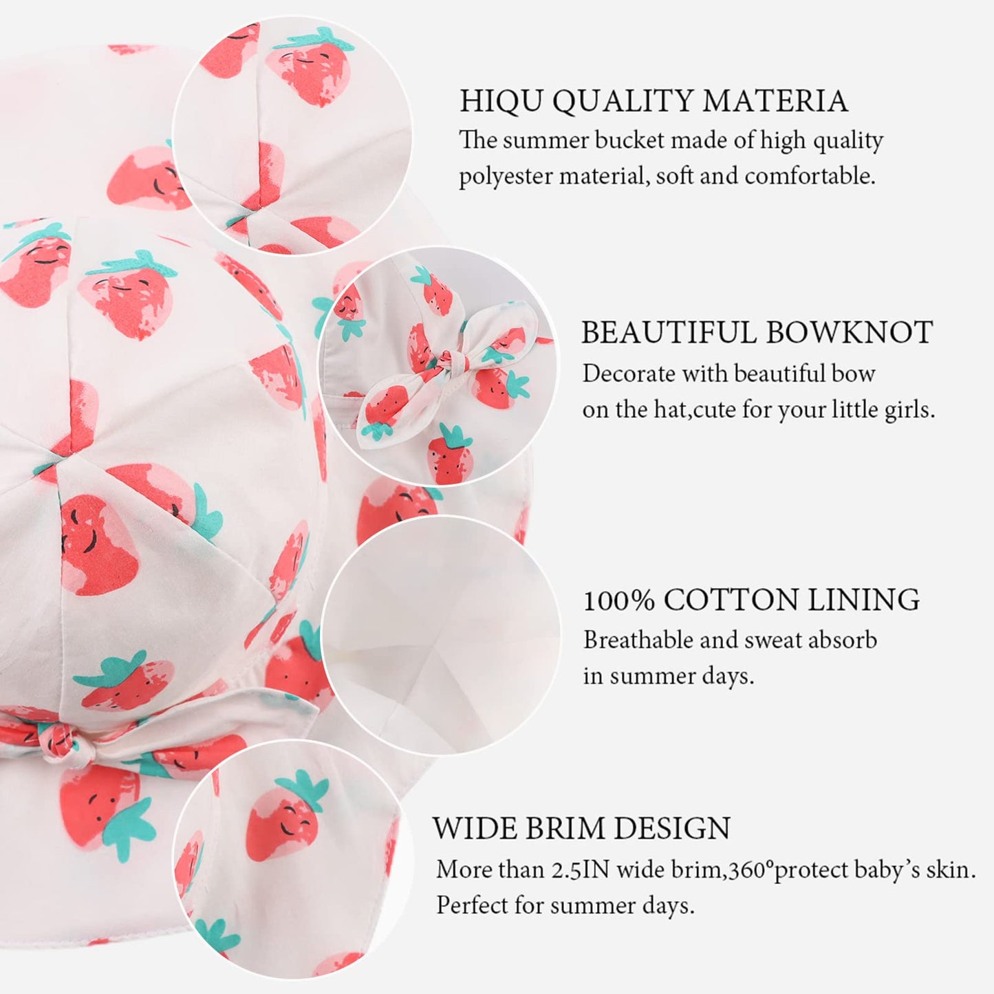 HONGTEYA Bow Baby Girls Bucket Hat Infant Toddler Summer Cap Sun Protect Kids Hat for Girls