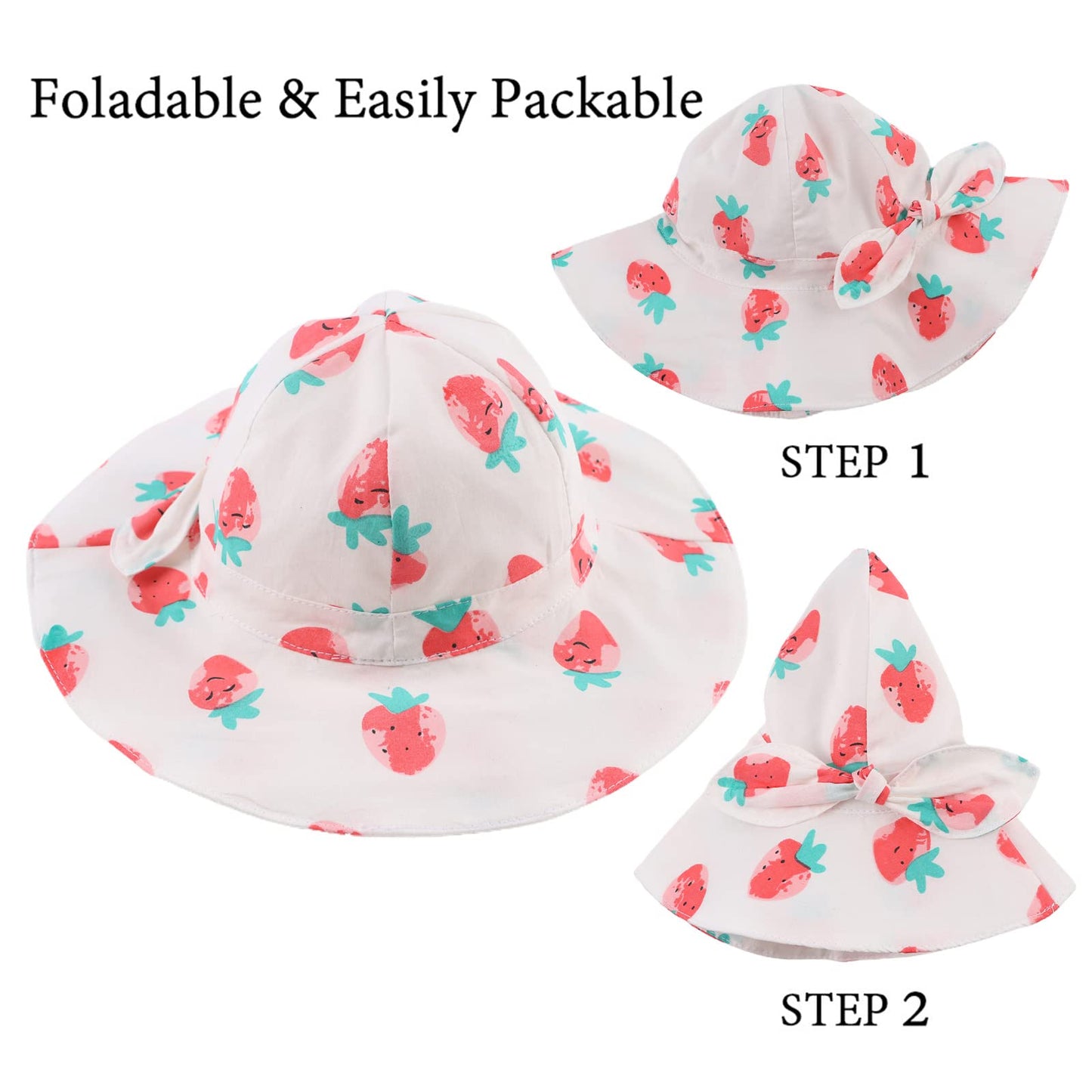 HONGTEYA Bow Baby Girls Bucket Hat Infant Toddler Summer Cap Sun Protect Kids Hat for Girls