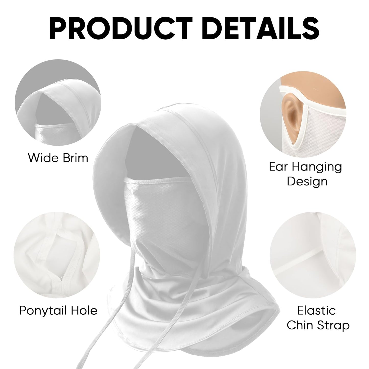 HONGTEYA Summer Balaclava Ski Mask with Breathable Mask, Sun UV Protection Hood for Men & Women Fishing Cycling Running