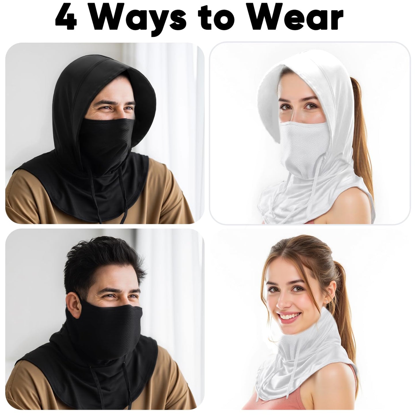 HONGTEYA Summer Balaclava Ski Mask with Breathable Mask, Sun UV Protection Hood for Men & Women Fishing Cycling Running