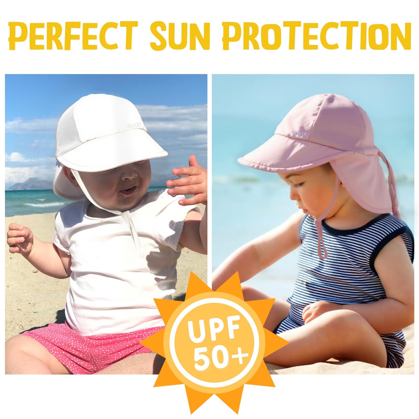 HONGTEYA Baby Sun Hat with Breathable Mesh,UPF50+ Quick Drying Unisex Baby Toddler Sun Hat for Summer Outdoor Beach