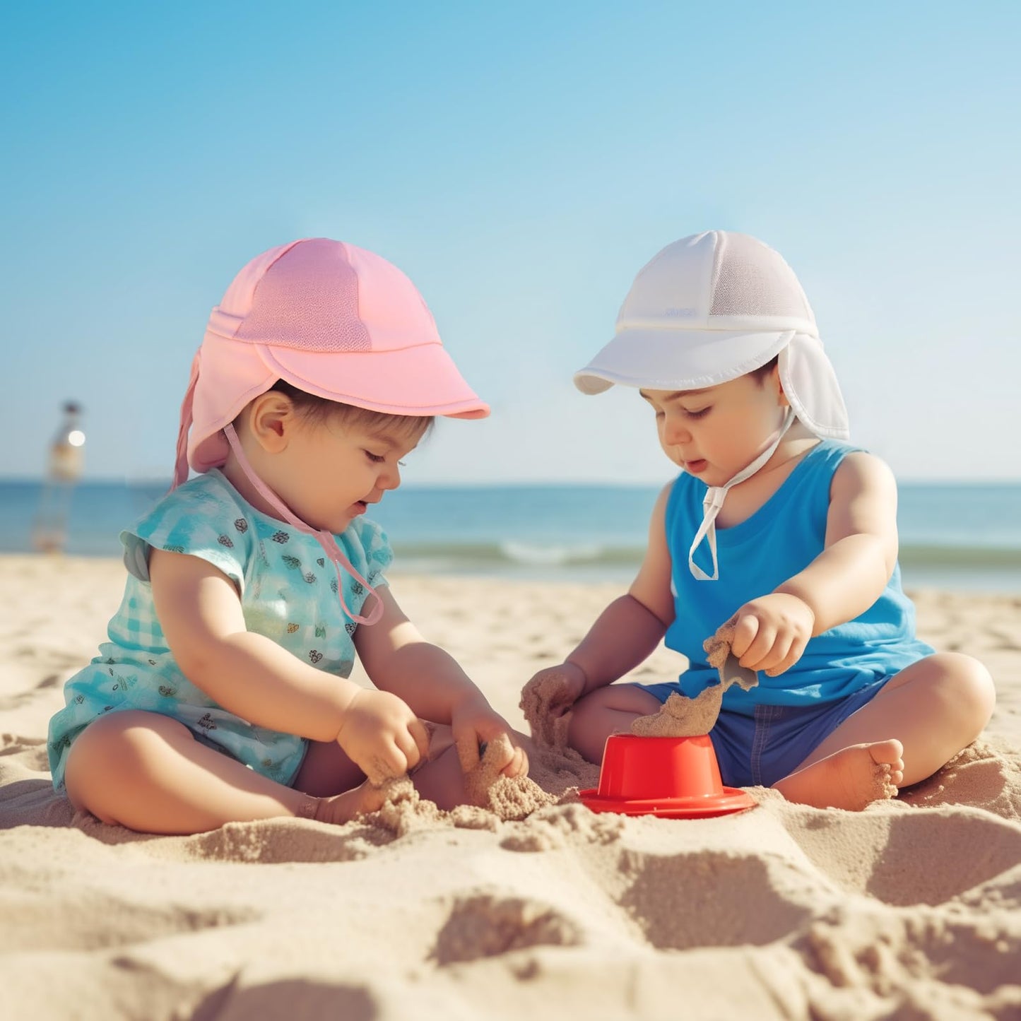 HONGTEYA Baby Sun Hat with Breathable Mesh,UPF50+ Quick Drying Unisex Baby Toddler Sun Hat for Summer Outdoor Beach