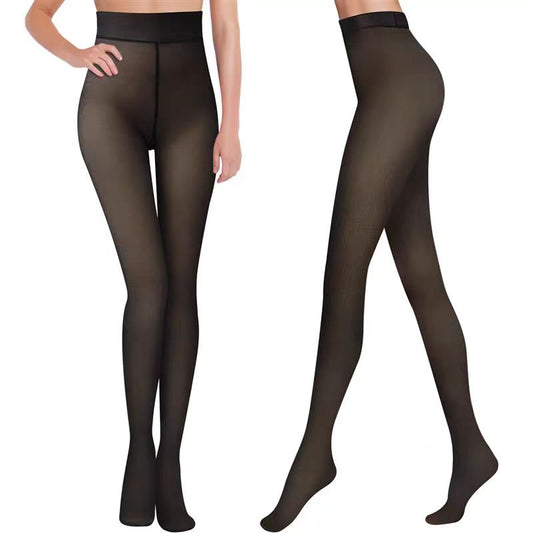 HONGTEYA Fleece Lined Tights Women Winter Thermal Leggings Pantyhose Fake Translucent Thick Warm Sheer Tights