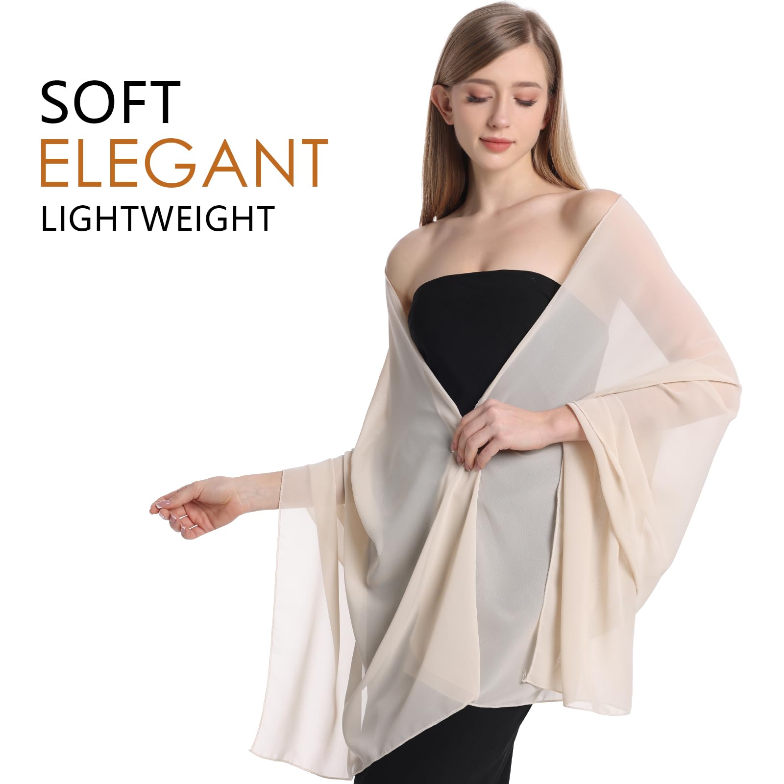 HONGTEYA Shawls and Wraps for Women Evening Dresses Soft Sheer Chiffon HONGTEYA Shawls and Wraps for Women Evening Dresses Soft Sheer Chiffon