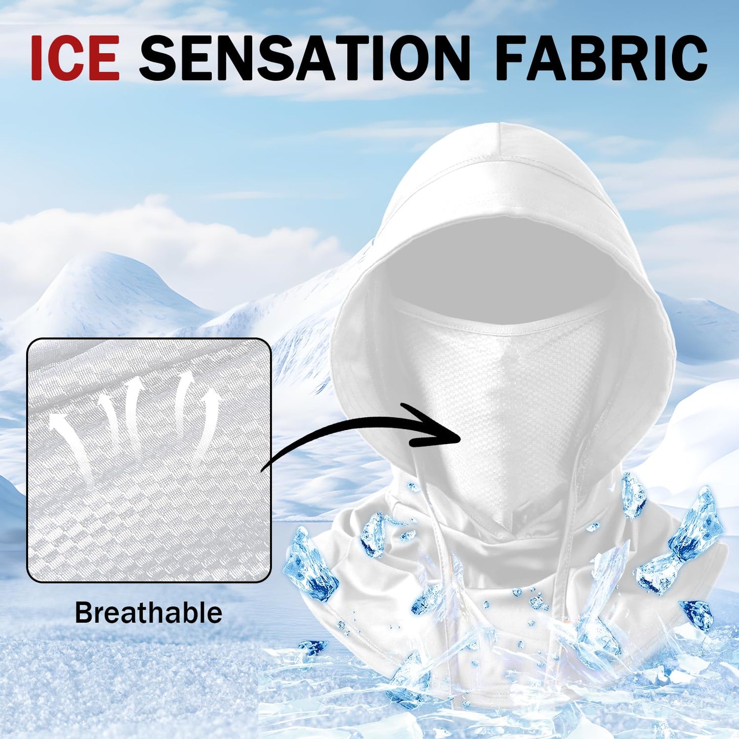 HONGTEYA Summer Balaclava Ski Mask with Breathable Mask, Sun UV Protection Hood for Men & Women Fishing Cycling Running