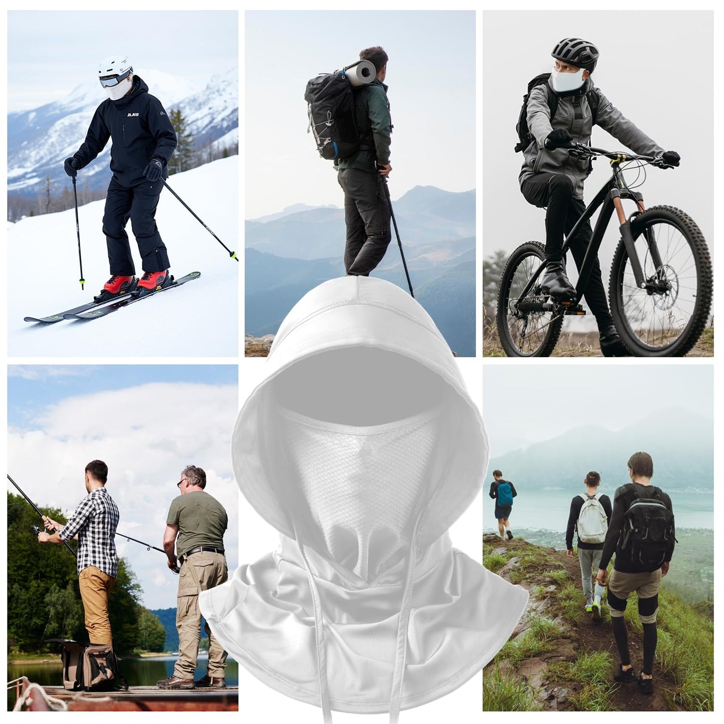 HONGTEYA Summer Balaclava Ski Mask with Breathable Mask, Sun UV Protection Hood for Men & Women Fishing Cycling Running