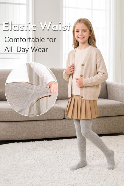 Girls Grey Cotton Tights