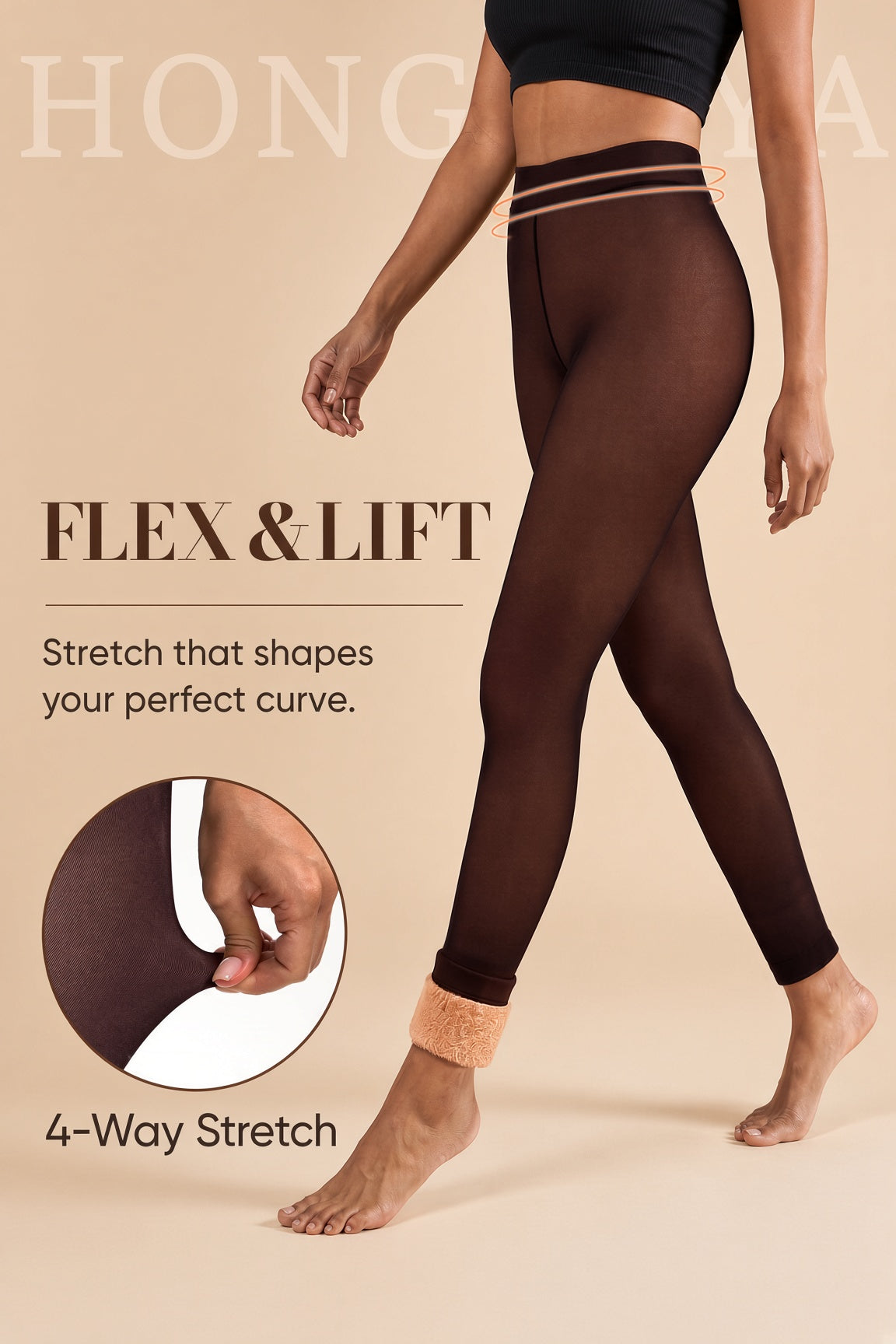 Caramel Thermal Footless Tights