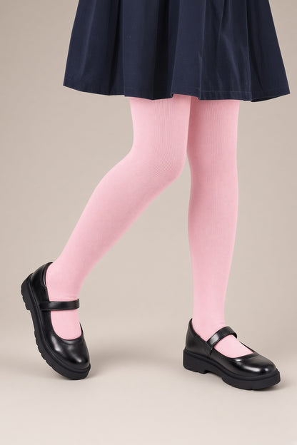 Girls Pink Cotton Tights