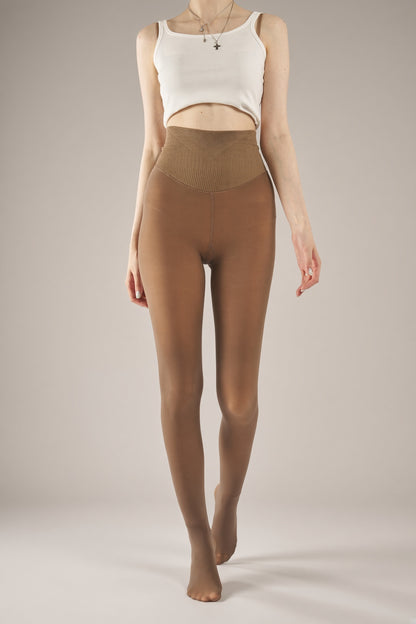 Coffee V-Waist Thermal Tights