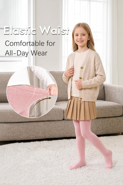 Girls Pink Cotton Tights