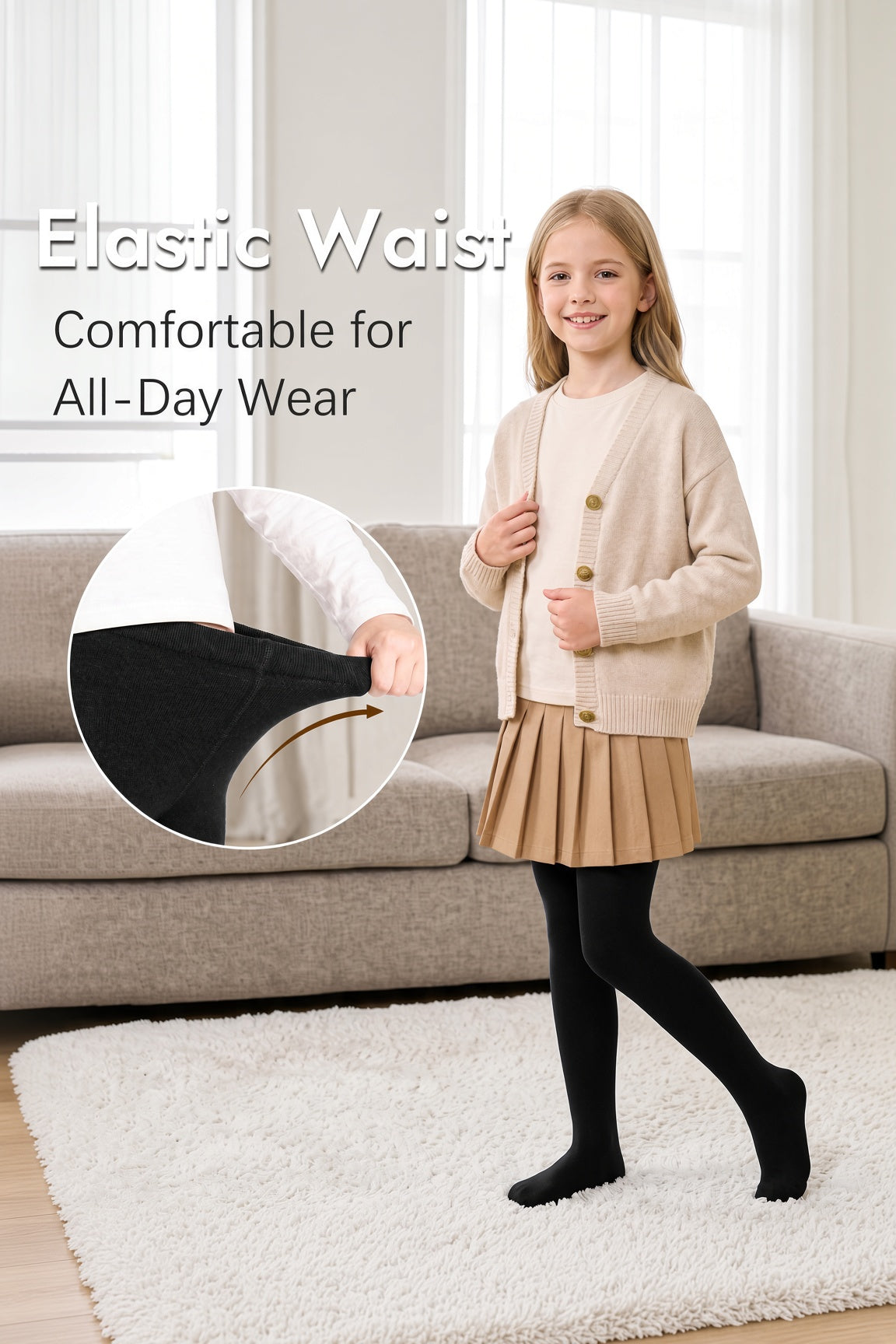 Girls Black Cotton Tights