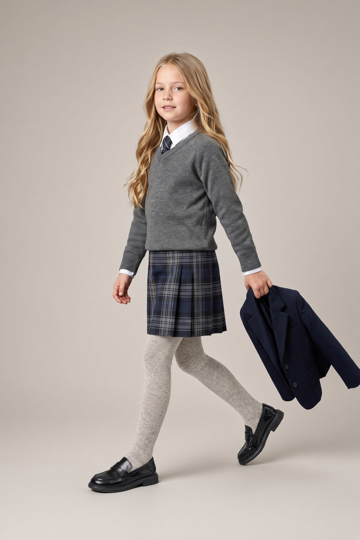 Girls Grey Cotton Tights