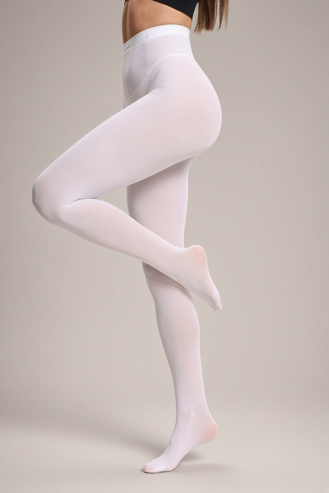 White 80D Opaque Footed Tights