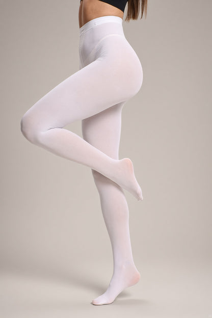White 80D Opaque Footed Tights