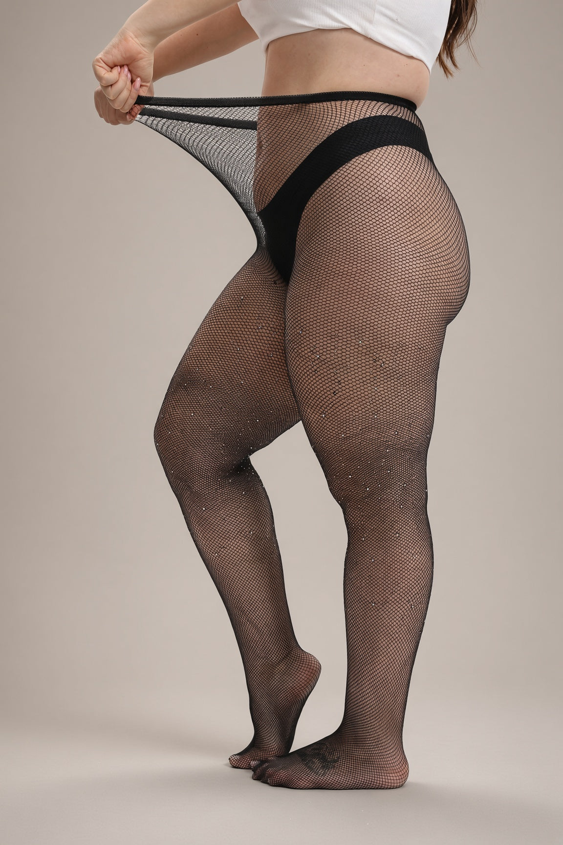 Diamante Fishnet Tight - Black