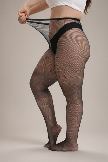 Diamante Fishnet Tight - Black