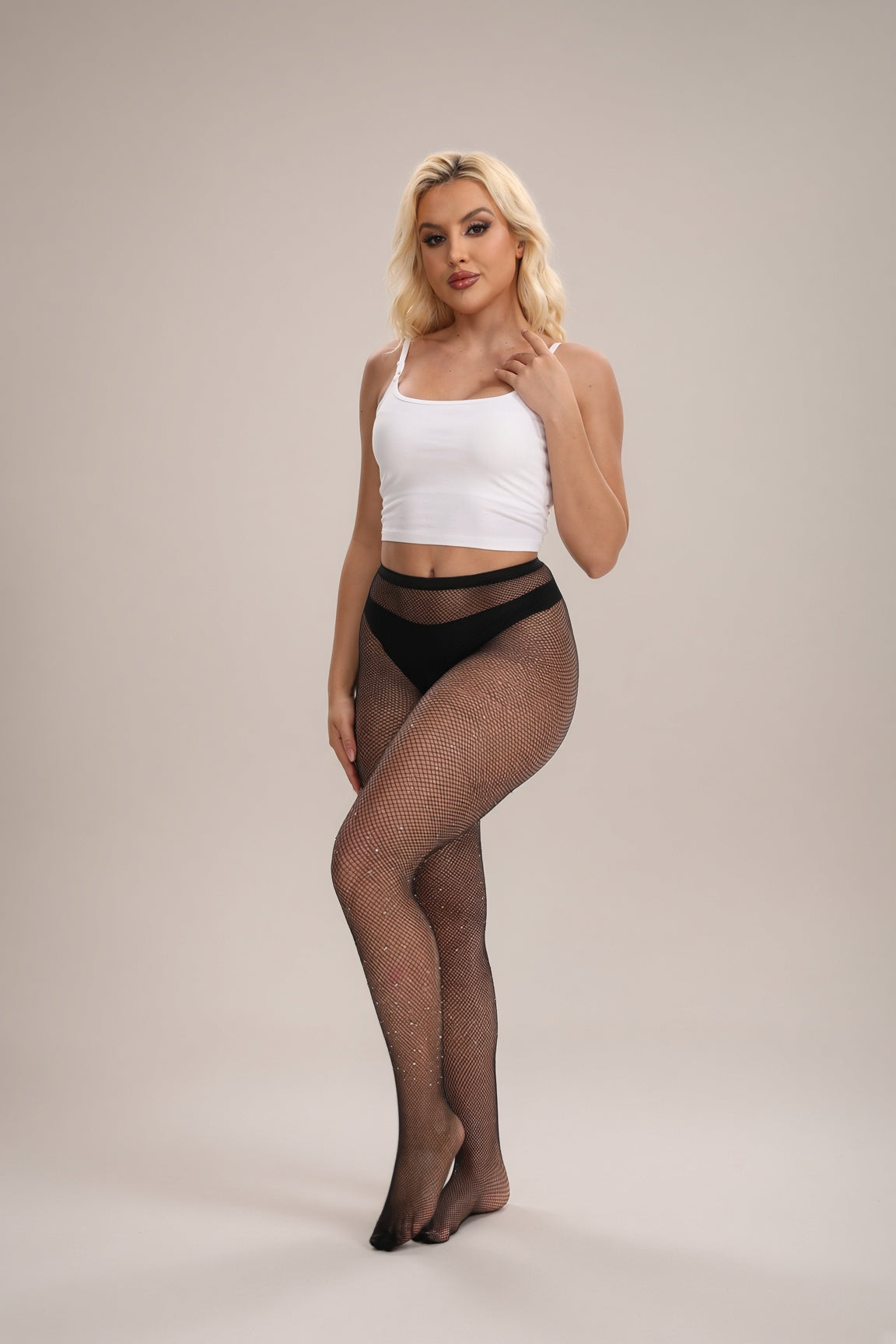 Diamante Fishnet Tight - Black