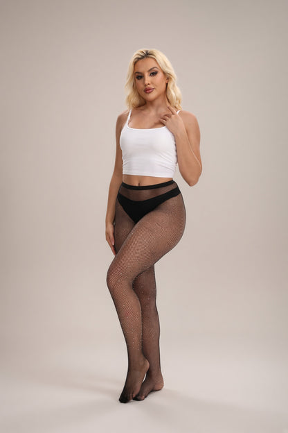 Diamante Fishnet Tight - Black