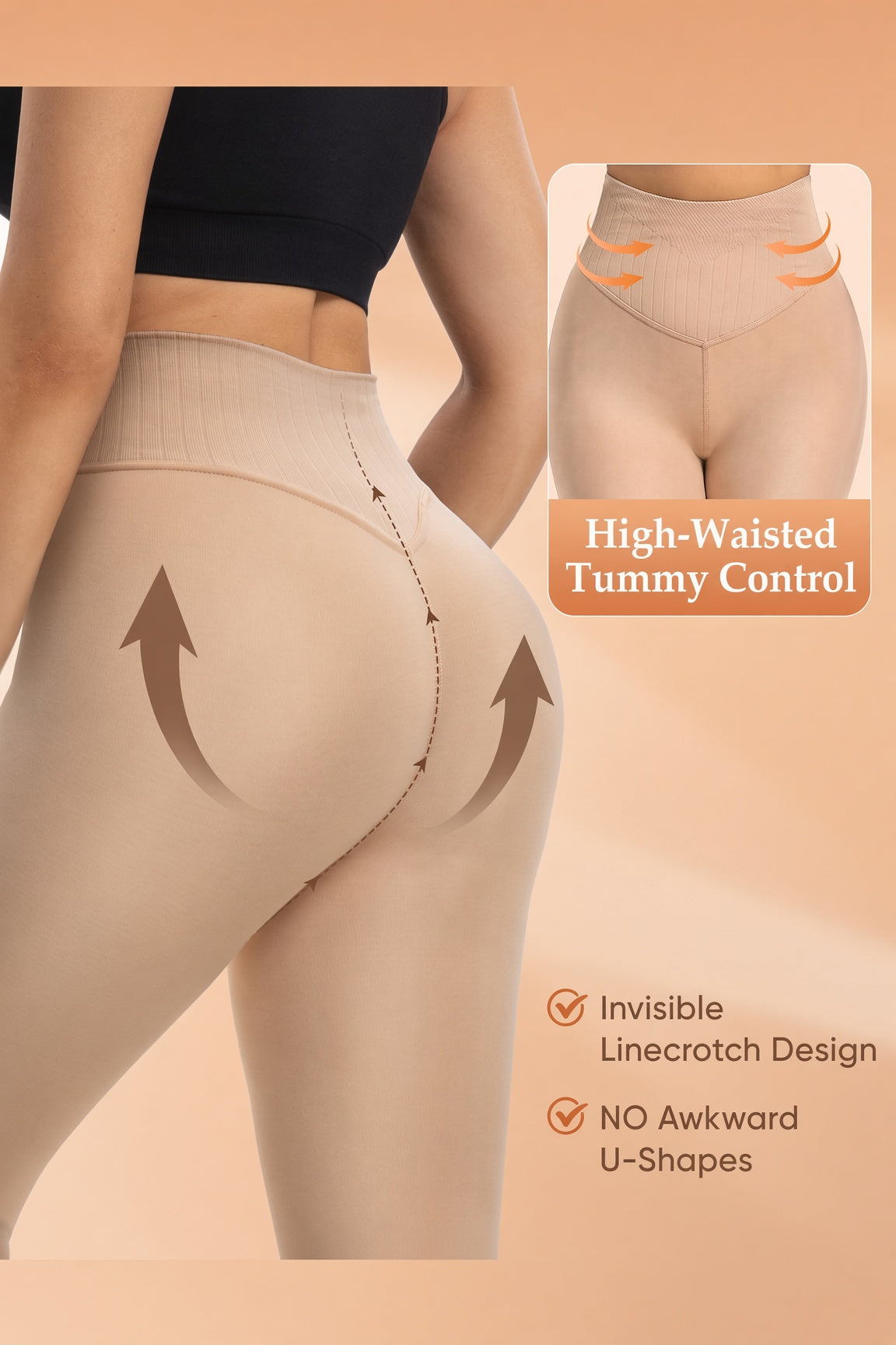 Nude V-Waist Thermal Tights