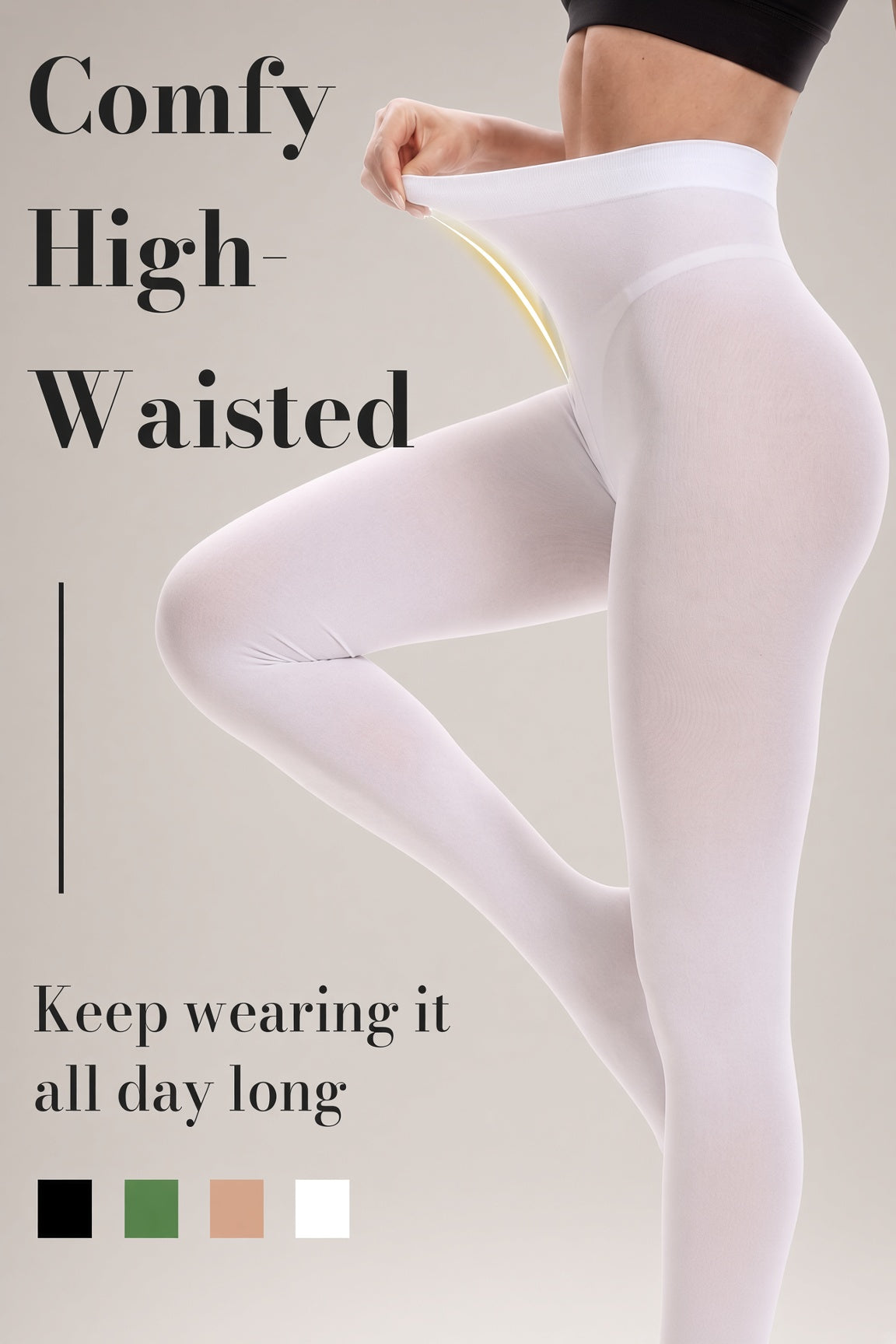 White 80D Opaque Footed Tights