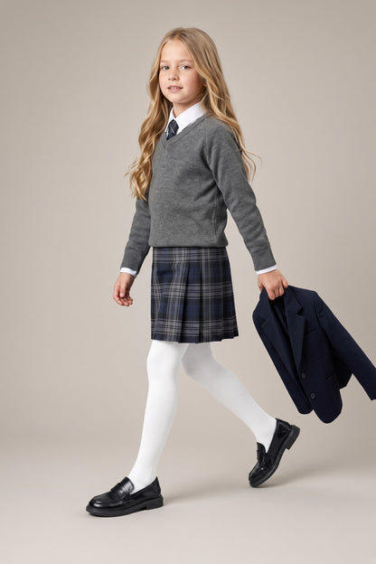 Girls White Cotton Tights