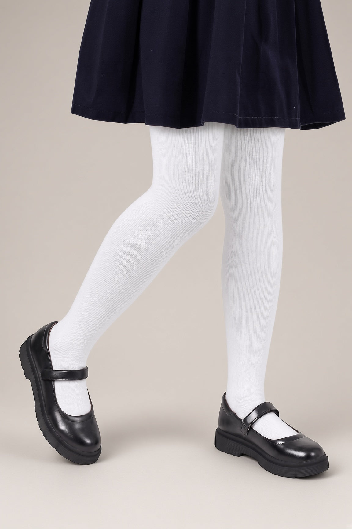 Girls White Cotton Tights