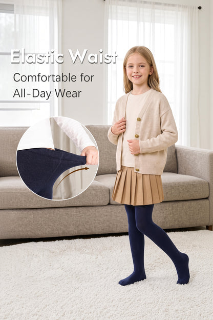 Girls Navy Blue Cotton Tights