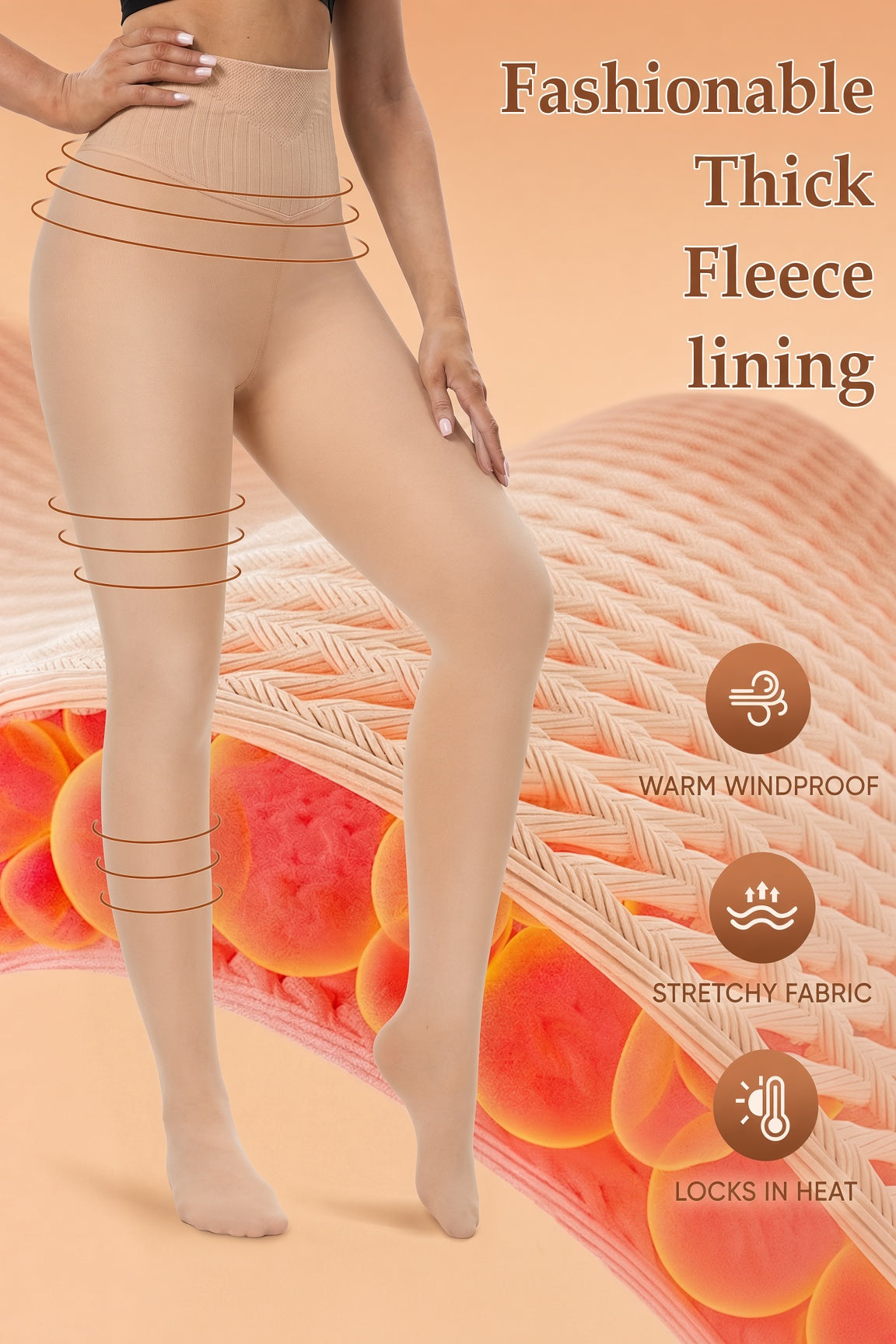 Nude V-Waist Thermal Tights